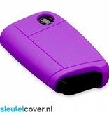 Autosleutel Hoesje geschikt voor Skoda - SleutelCover - Silicone Autosleutel Cover - Sleutelhoesje Paars