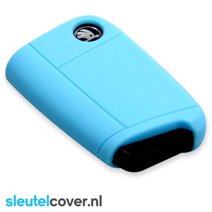 Autosleutel Hoesje geschikt voor Skoda - SleutelCover - Silicone Autosleutel Cover - Sleutelhoesje Lichtblauw