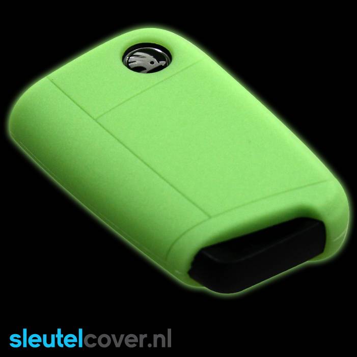 Autosleutel Hoesje geschikt voor Skoda - SleutelCover - Silicone Autosleutel Cover - Sleutelhoesje Glow in the dark / Lichtgevend