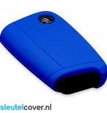 Autosleutel Hoesje geschikt voor Skoda - SleutelCover - Silicone Autosleutel Cover - Sleutelhoesje Blauw