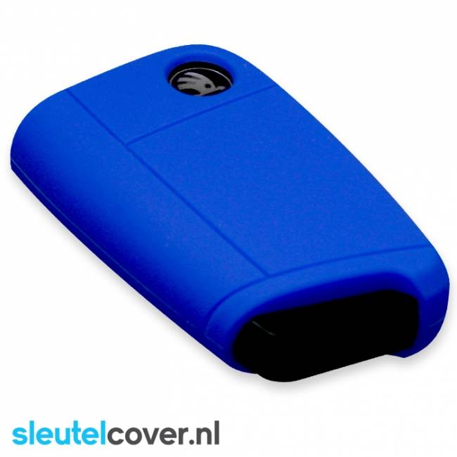 Autosleutel Hoesje geschikt voor Skoda - SleutelCover - Silicone Autosleutel Cover - Sleutelhoesje Blauw