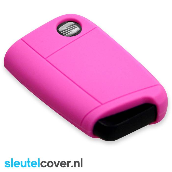 Autosleutel Hoesje geschikt voor Seat - SleutelCover - Silicone Autosleutel Cover - Sleutelhoesje Roze