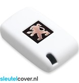 Autosleutel Hoesje geschikt voor Peugeot - SleutelCover - Silicone Autosleutel Cover - Sleutelhoesje Wit