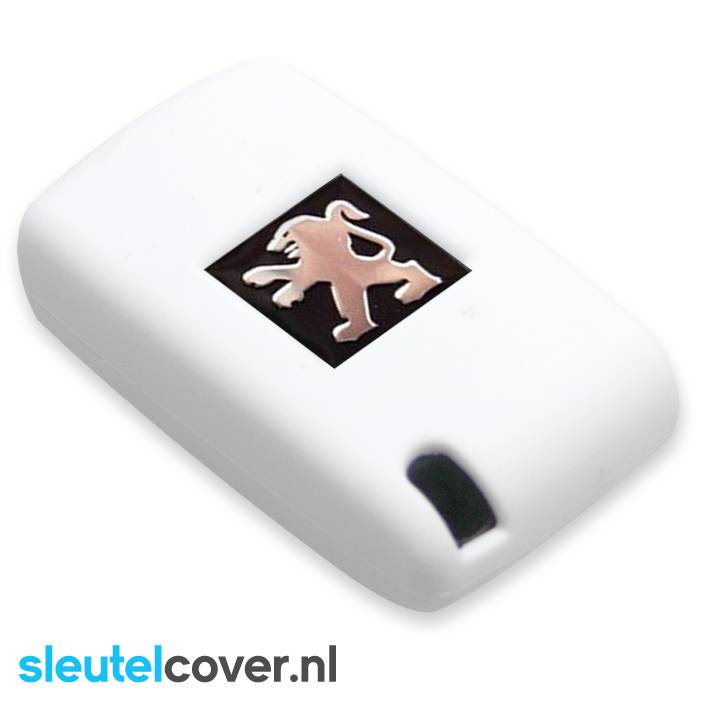 Autosleutel Hoesje geschikt voor Peugeot - SleutelCover - Silicone Autosleutel Cover - Sleutelhoesje Wit