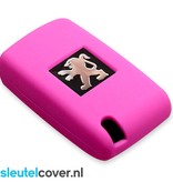 Autosleutel Hoesje geschikt voor Peugeot - SleutelCover - Silicone Autosleutel Cover - Sleutelhoesje Roze