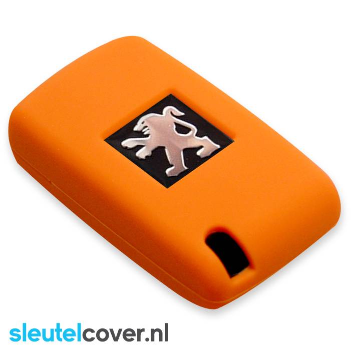 Autosleutel Hoesje geschikt voor Peugeot - SleutelCover - Silicone Autosleutel Cover - Sleutelhoesje Oranje