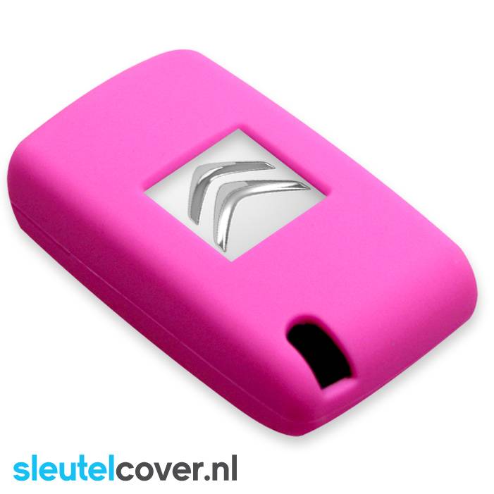 Autosleutel Hoesje geschikt voor Citroën - SleutelCover - Silicone Autosleutel Cover - Sleutelhoesje Roze