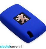 Autosleutel Hoesje geschikt voor Peugeot - SleutelCover - Silicone Autosleutel Cover - Sleutelhoesje Blauw