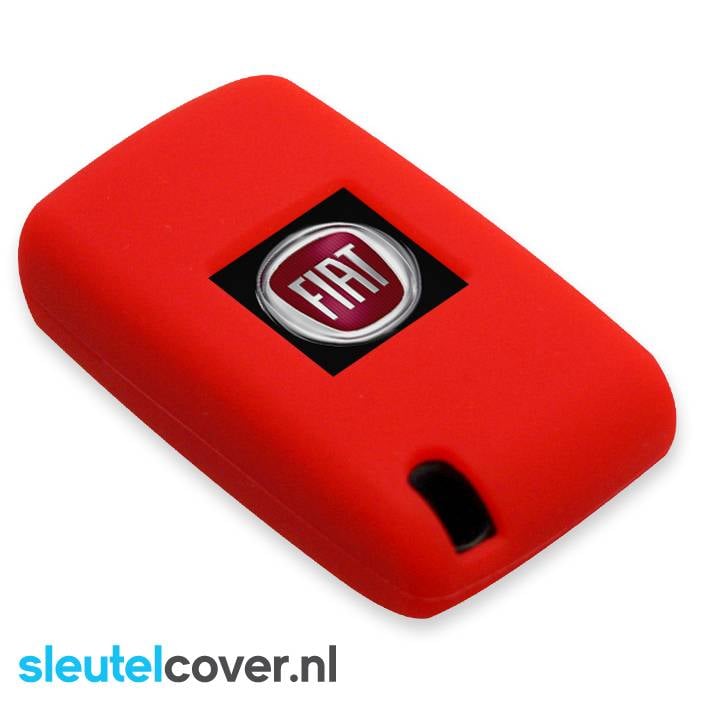 Autosleutel Hoesje geschikt voor Fiat - SleutelCover - Silicone Autosleutel Cover - Sleutelhoesje Rood