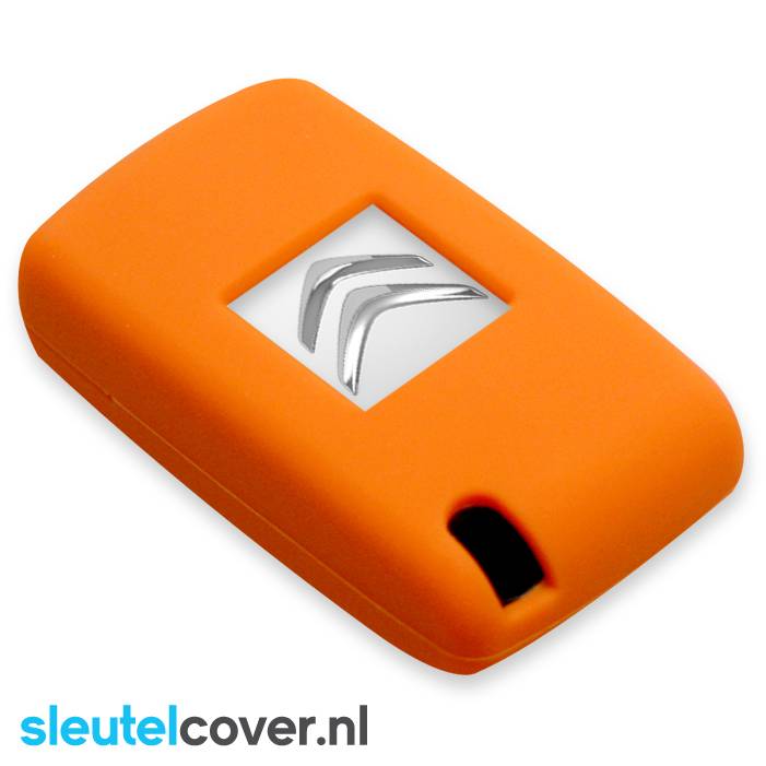 Autosleutel Hoesje geschikt voor Citroën - SleutelCover - Silicone Autosleutel Cover - Sleutelhoesje Oranje