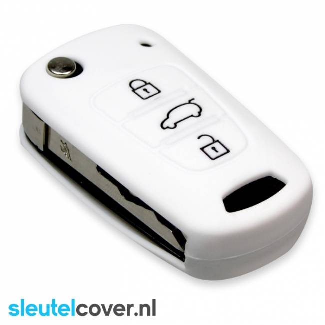 Autosleutel Hoesje geschikt voor Kia - SleutelCover - Silicone Autosleutel Cover - Sleutelhoesje Wit