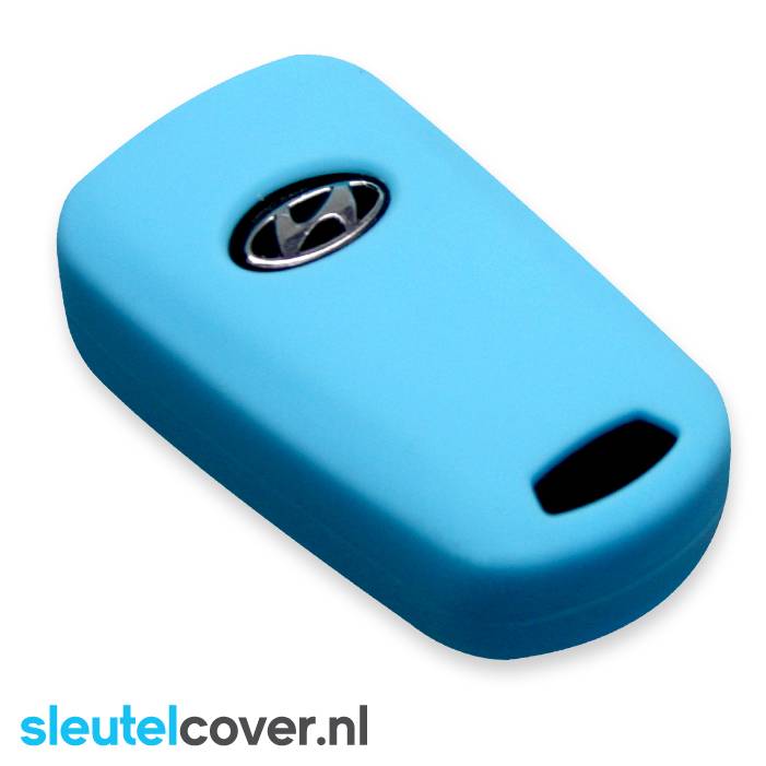 Autosleutel Hoesje geschikt voor Hyundai - SleutelCover - Silicone Autosleutel Cover - Sleutelhoesje Lichtblauw