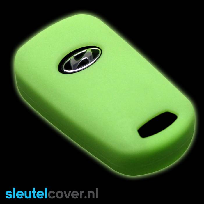 Autosleutel Hoesje geschikt voor Hyundai - SleutelCover - Silicone Autosleutel Cover - Sleutelhoesje Glow in the dark / Lichtgevend