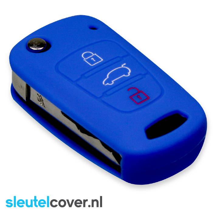 Autosleutel Hoesje geschikt voor Hyundai - SleutelCover - Silicone Autosleutel Cover - Sleutelhoesje Blauw