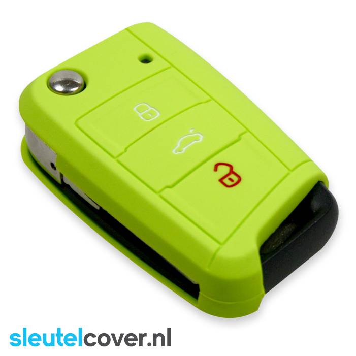 Autosleutel Hoesje geschikt voor Skoda - SleutelCover - Silicone Autosleutel Cover - Sleutelhoesje Lime groen