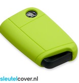 Autosleutel Hoesje geschikt voor Skoda - SleutelCover - Silicone Autosleutel Cover - Sleutelhoesje Lime groen