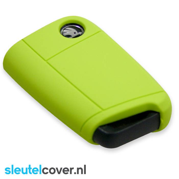 Autosleutel Hoesje geschikt voor Skoda - SleutelCover - Silicone Autosleutel Cover - Sleutelhoesje Lime groen