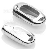 Autosleutel Hoesje geschikt voor Opel - SleutelCover - TPU Autosleutel Cover - Sleutelhoesje Chrome / Hoogglans Zilver