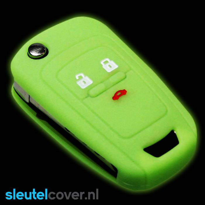 Autosleutel Hoesje geschikt voor Chevrolet - SleutelCover - Silicone Autosleutel Cover - Sleutelhoesje Glow in the dark / Lichtgevend