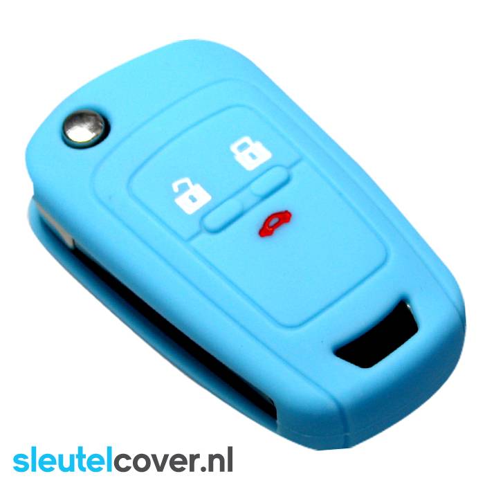 Autosleutel Hoesje geschikt voor Chevrolet - SleutelCover - Silicone Autosleutel Cover - Sleutelhoesje Lichtblauw