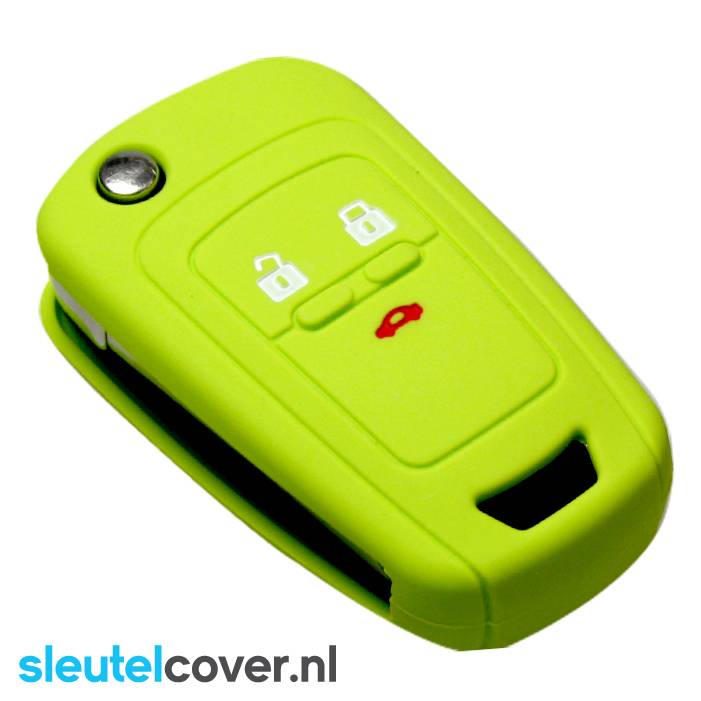 Autosleutel Hoesje geschikt voor Chevrolet - SleutelCover - Silicone Autosleutel Cover - Sleutelhoesje Lime groen