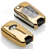 Autosleutel Hoesje geschikt voor Hyundai - SleutelCover - TPU Autosleutel Cover - Sleutelhoesje Hoogglans Goud