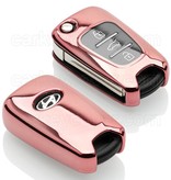 Autosleutel Hoesje geschikt voor Hyundai - SleutelCover - TPU Autosleutel Cover - Sleutelhoesje Rose Goud Hoogglans