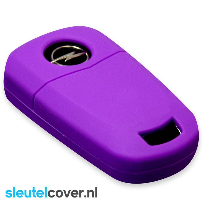 Autosleutel Hoesje geschikt voor Opel - SleutelCover - Silicone Autosleutel Cover - Sleutelhoesje Paars