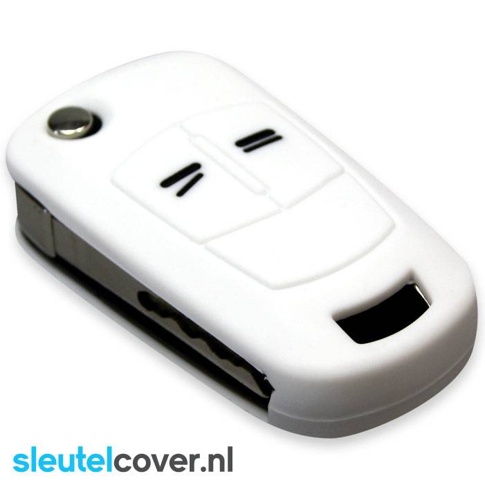 Autosleutel Hoesje geschikt voor Opel - SleutelCover - Silicone Autosleutel Cover - Sleutelhoesje Wit