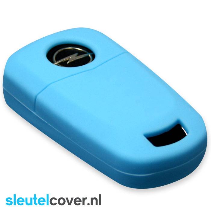 Autosleutel Hoesje geschikt voor Opel - SleutelCover - Silicone Autosleutel Cover - Sleutelhoesje Lichtblauw