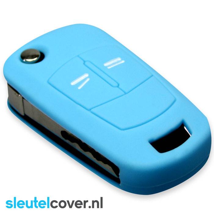 Autosleutel Hoesje geschikt voor Opel - SleutelCover - Silicone Autosleutel Cover - Sleutelhoesje Lichtblauw