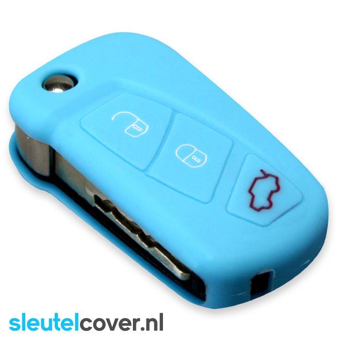 Autosleutel Hoesje geschikt voor Ford - SleutelCover - Silicone Autosleutel Cover - Sleutelhoesje Lichtblauw