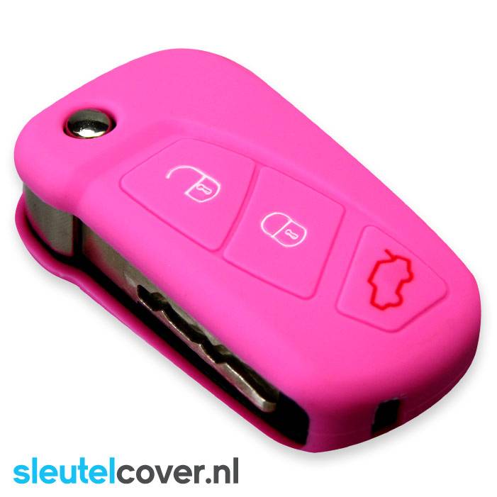 Autosleutel Hoesje geschikt voor Ford - SleutelCover - Silicone Autosleutel Cover - Sleutelhoesje Roze