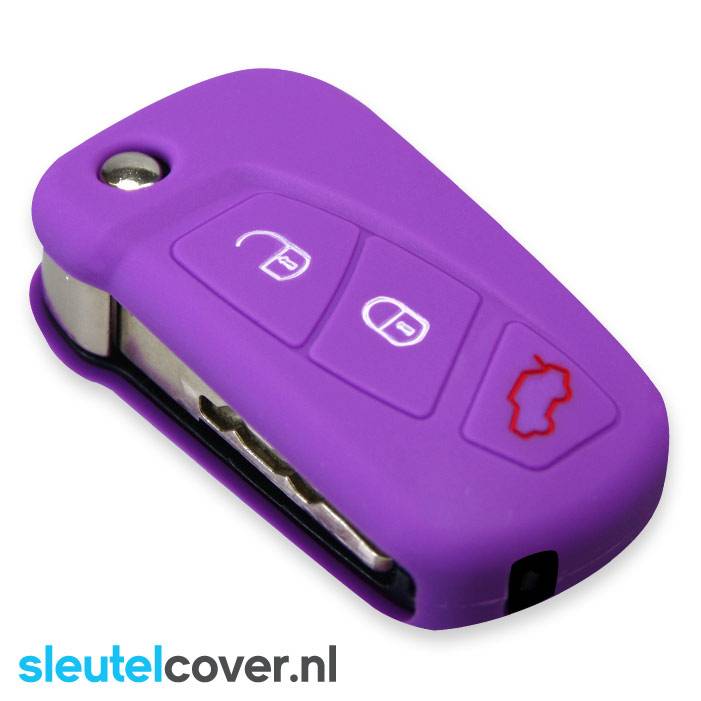 Autosleutel Hoesje geschikt voor Ford - SleutelCover - Silicone Autosleutel Cover - Sleutelhoesje Paars