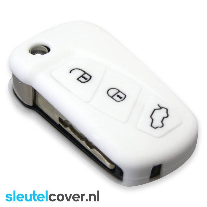 Autosleutel Hoesje geschikt voor Ford - SleutelCover - Silicone Autosleutel Cover - Sleutelhoesje Wit