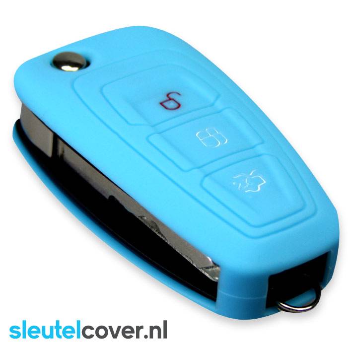 Autosleutel Hoesje geschikt voor Ford - SleutelCover - Silicone Autosleutel Cover - Sleutelhoesje Lichtblauw