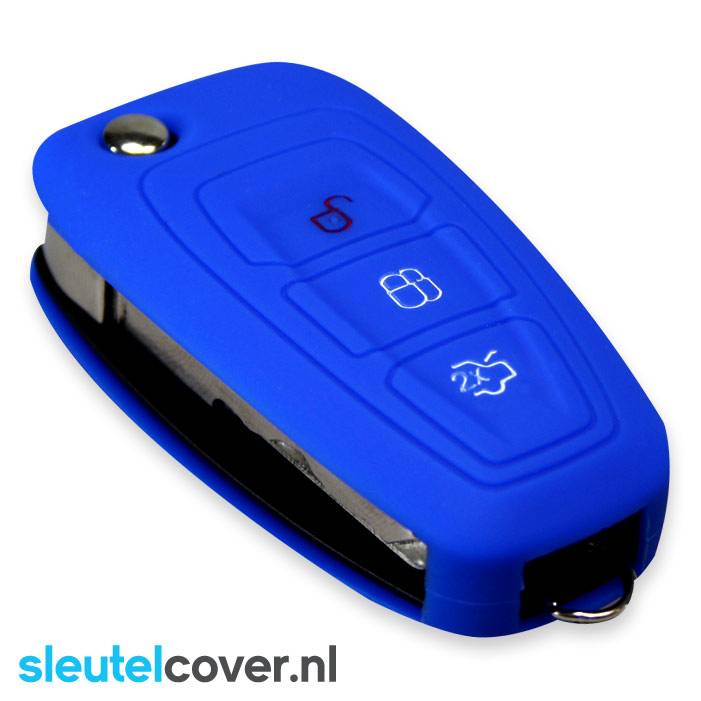 Autosleutel Hoesje geschikt voor Ford - SleutelCover - Silicone Autosleutel Cover - Sleutelhoesje Blauw