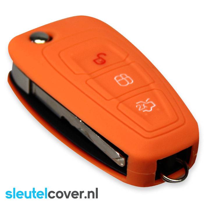 Autosleutel Hoesje geschikt voor Ford - SleutelCover - Silicone Autosleutel Cover - Sleutelhoesje Oranje