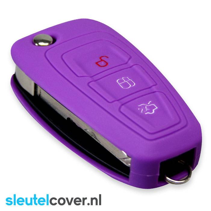 Autosleutel Hoesje geschikt voor Ford - SleutelCover - Silicone Autosleutel Cover - Sleutelhoesje Paars