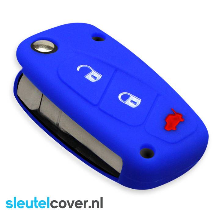 Autosleutel Hoesje geschikt voor Fiat - SleutelCover - Silicone Autosleutel Cover - Sleutelhoesje Blauw