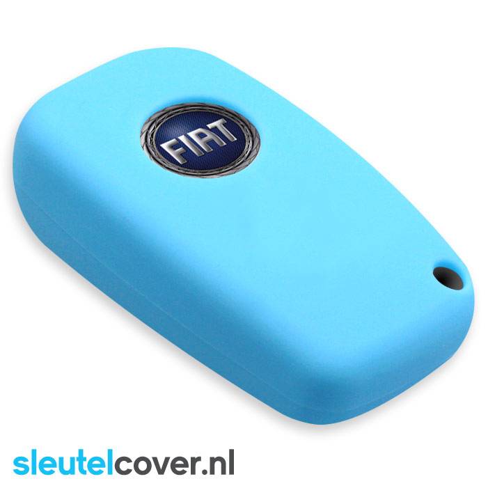 Autosleutel Hoesje geschikt voor Fiat - SleutelCover - Silicone Autosleutel Cover - Sleutelhoesje Lichtblauw