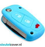 Autosleutel Hoesje geschikt voor Fiat - SleutelCover - Silicone Autosleutel Cover - Sleutelhoesje Lichtblauw