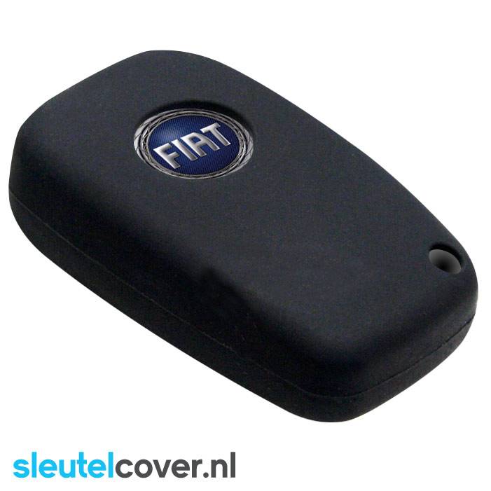 Autosleutel Hoesje geschikt voor Fiat - SleutelCover - Silicone Autosleutel Cover - Sleutelhoesje Zwart