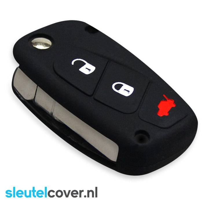 Autosleutel Hoesje geschikt voor Fiat - SleutelCover - Silicone Autosleutel Cover - Sleutelhoesje Zwart
