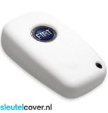 Autosleutel Hoesje geschikt voor Fiat - SleutelCover - Silicone Autosleutel Cover - Sleutelhoesje Wit