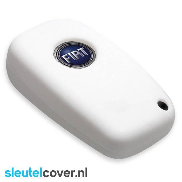 Autosleutel Hoesje geschikt voor Fiat - SleutelCover - Silicone Autosleutel Cover - Sleutelhoesje Wit