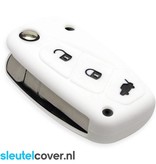 Autosleutel Hoesje geschikt voor Fiat - SleutelCover - Silicone Autosleutel Cover - Sleutelhoesje Wit