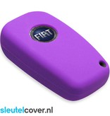 Autosleutel Hoesje geschikt voor Fiat - SleutelCover - Silicone Autosleutel Cover - Sleutelhoesje Paars