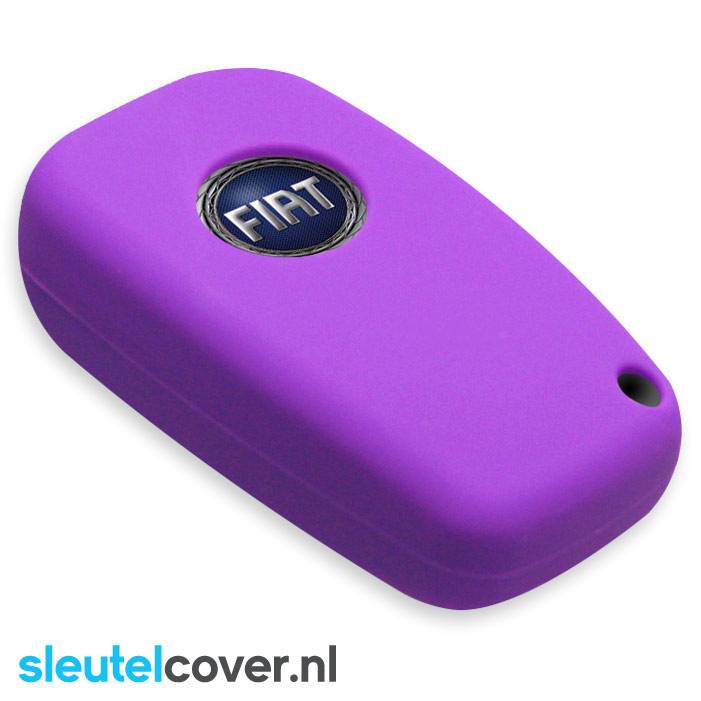 Autosleutel Hoesje geschikt voor Fiat - SleutelCover - Silicone Autosleutel Cover - Sleutelhoesje Paars