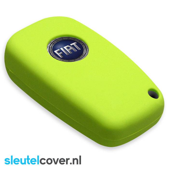 Autosleutel Hoesje geschikt voor Fiat - SleutelCover - Silicone Autosleutel Cover - Sleutelhoesje Lime groen